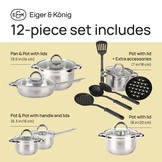 Pannenset RVS - grijs - 12 delig - geschikt voor inductie & keramisch