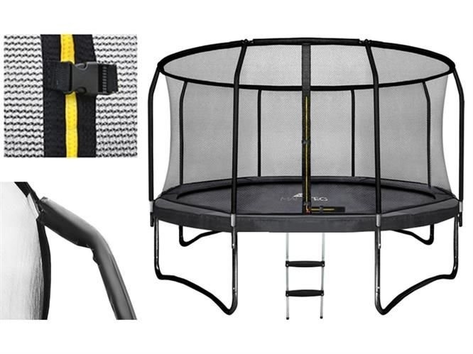 Trampoline - 366 cm - met net en ladder - tot 150 kg - zwart