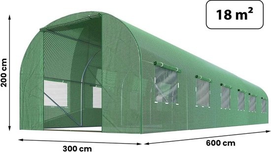 Kweektent 3x6 meter - buiten - 18m2 oppervlakte - met ritssluiting