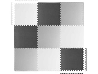 Puzzel speelmat voor kinderen - 9 stukken - 180x 180 - wit, grijs & zwart