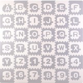 Puzzel speelmat voor kinderen - alfabet, cijfers & treinen - 180x180 cm - grijs & wit