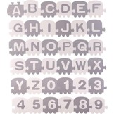 Puzzel speelmat voor kinderen - alfabet, cijfers & treinen - 180x180 cm - grijs & wit