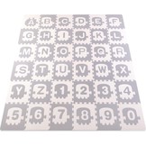 Puzzel speelmat voor kinderen - alfabet, cijfers & treinen - 180x180 cm - grijs & wit