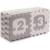 Puzzel speelmat voor kinderen - alfabet, cijfers & treinen - 180x180 cm - grijs & wit