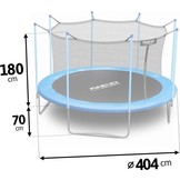 Trampoline - 404 cm - blauw - met ladder en binnenrand net - tot 150 kg