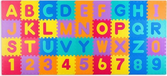 Puzzel speelmat voor kinderen - alfabet & cijfers - 120x270 cm - kleurrijke set