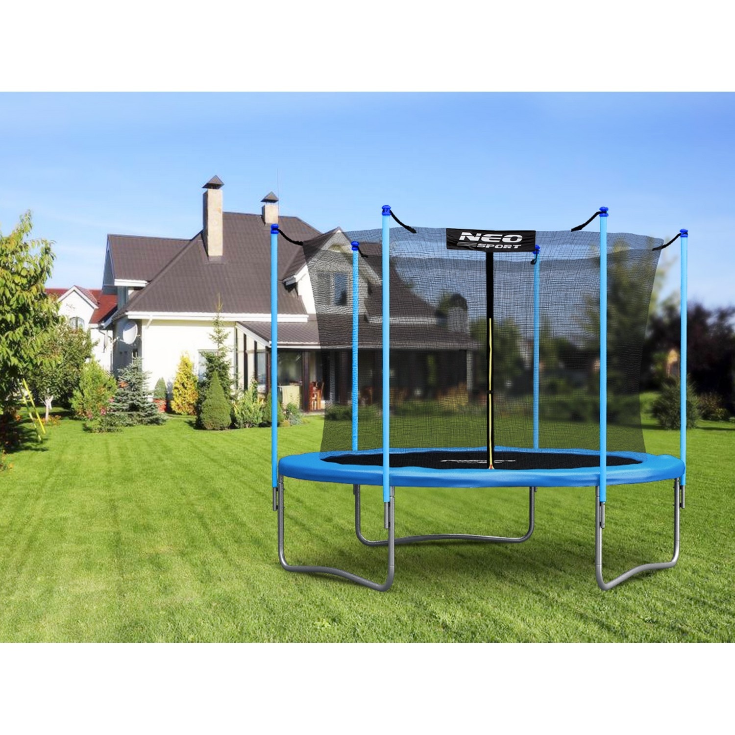 Trampoline - 252 cm - blauw - met ladder en binnenrand net - tot 120 kg