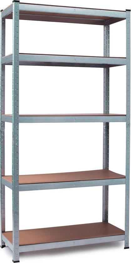 Opbergrek werkplaatsschap 180x90x40 cm - gegalvaniseerd metaal - 5 schappen