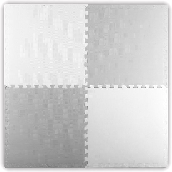 Puzzel speelmat voor kinderen - zachte schuimmat - 120x120 - wit & grijs