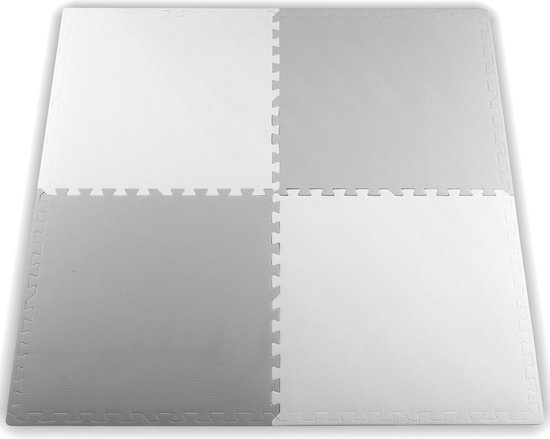 Puzzel speelmat voor kinderen - zachte schuimmat - 120x120 - wit & grijs
