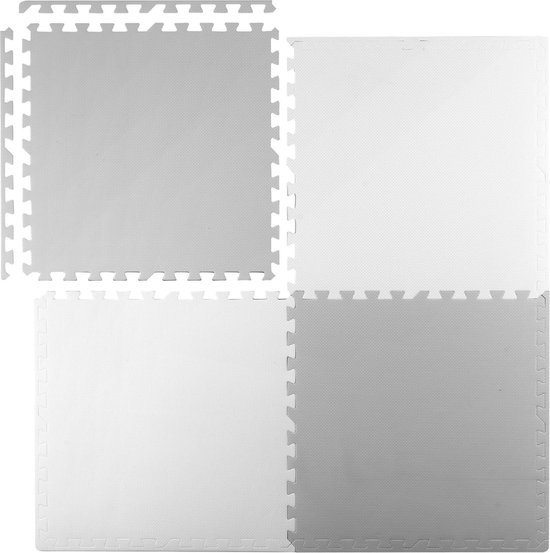 Puzzel speelmat voor kinderen - zachte schuimmat - 120x120 - wit & grijs