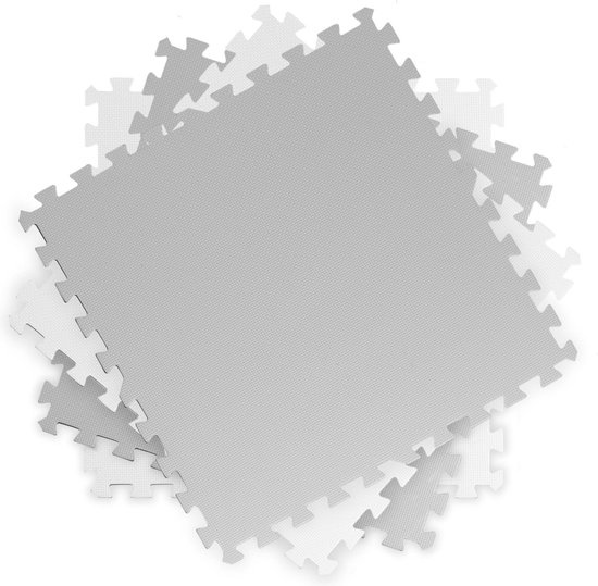 Puzzel speelmat voor kinderen - zachte schuimmat - 120x120 - wit & grijs