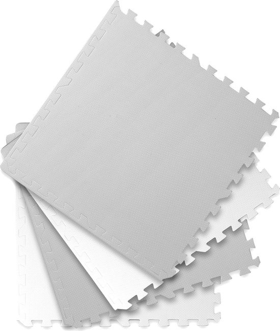 Puzzel speelmat voor kinderen - zachte schuimmat - 120x120 - wit & grijs