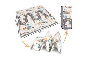 Speelmat foam - 200x180x1 cm - dubbelzijdig - thema auto