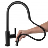 Keukenmengkraan - staand - zwart - met uitrekbare uitloop