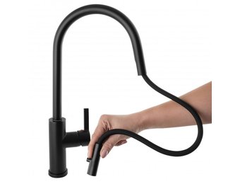 Keukenmengkraan - staand - zwart - met uitrekbare uitloop
