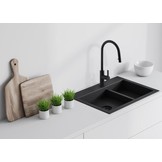 Keukenmengkraan - staand - zwart - met uitrekbare uitloop