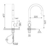 Keukenmengkraan - staand - zwart - met uitrekbare uitloop
