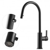 Keukenmengkraan - staand - zwart - met uitrekbare uitloop