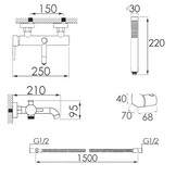 Badkraan - met handdouche - mat zwart - wandmontage