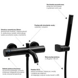 Badkraan - met handdouche - mat zwart - wandmontage