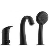 Badkraan met handdouche - 3-gats - mat zwart