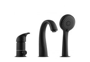 Badkraan met handdouche - 3-gats - mat zwart