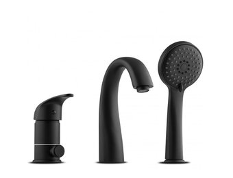 Badkraan met handdouche - 3-gats - mat zwart