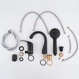 Badkraan met handdouche - 3-gats - mat zwart