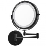 Make up spiegel met licht - zwart - rond 20 cm - met knikarm