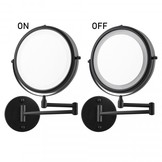 Make up spiegel met licht - zwart - rond 20 cm - met knikarm