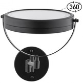 Make up spiegel met licht - zwart - rond 20 cm - met knikarm