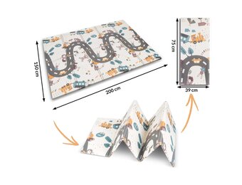 Speelmat foam - 200x150x1 cm - dubbelzijdig - thema auto