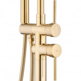 Vrijstaande badkraan - goud - met handdouche - 114 cm hoog