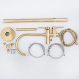 Vrijstaande badkraan - goud - met handdouche - 114 cm hoog