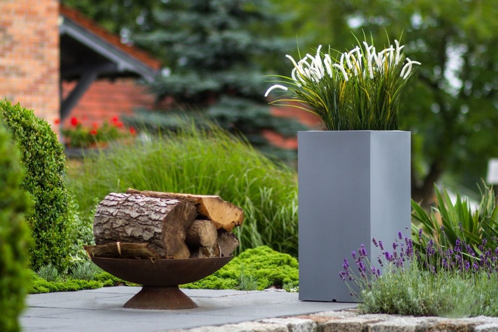 Verlichte bloempot - plantenbak - buiten - 35x35x70 cm - wit