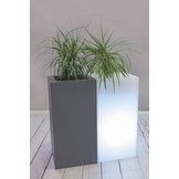 Verlichte bloempot - plantenbak - buiten - 35x35x70 cm - wit