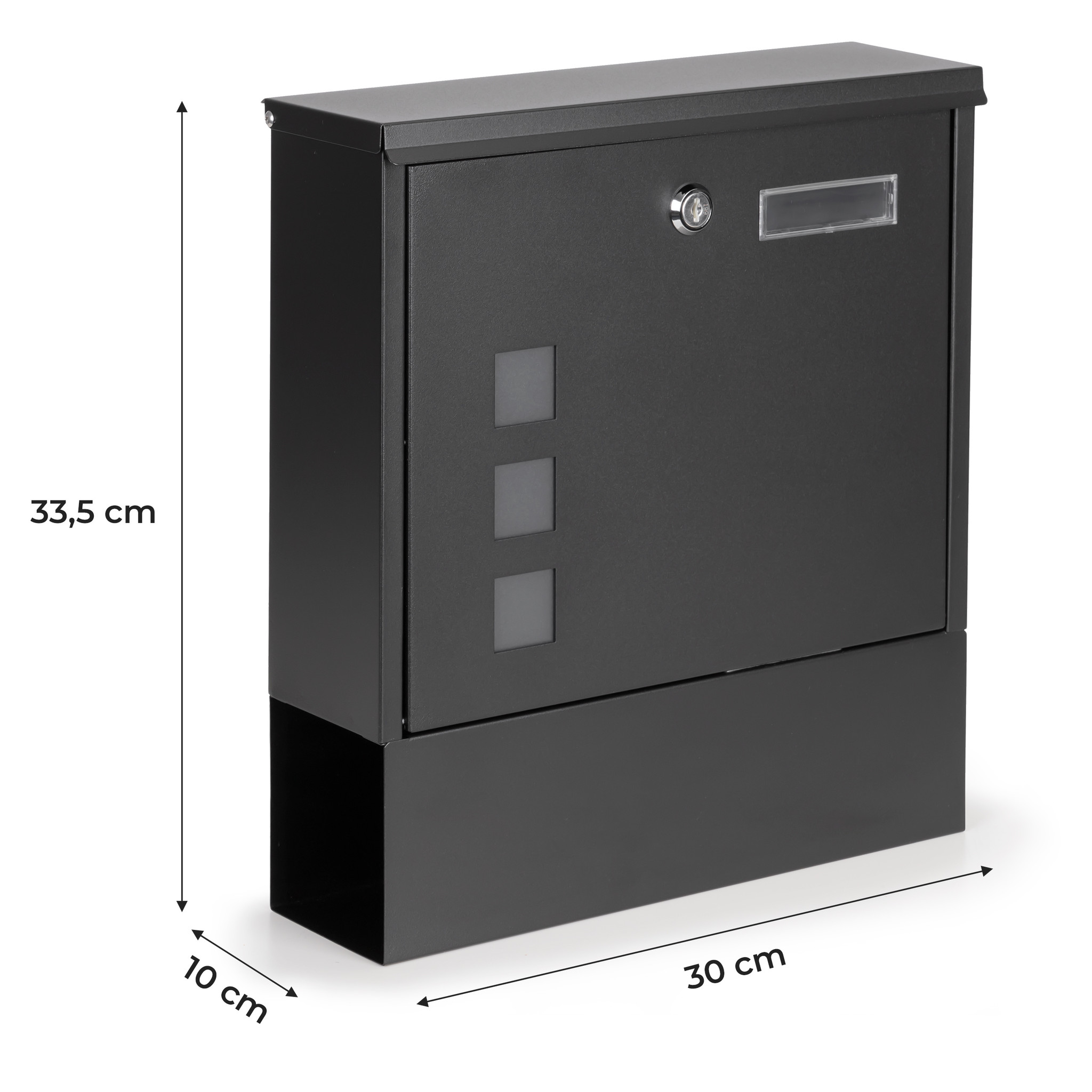 Brievenbus - met krantenrol - 30x10x33,5 cm - antraciet
