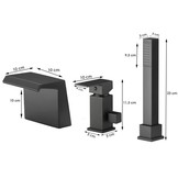 Badkraan met handdouche - en waterval uitloop - 3-gats - zwart