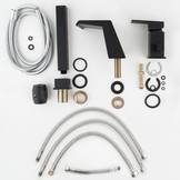 Badkraan met handdouche - en waterval uitloop - 3-gats - zwart