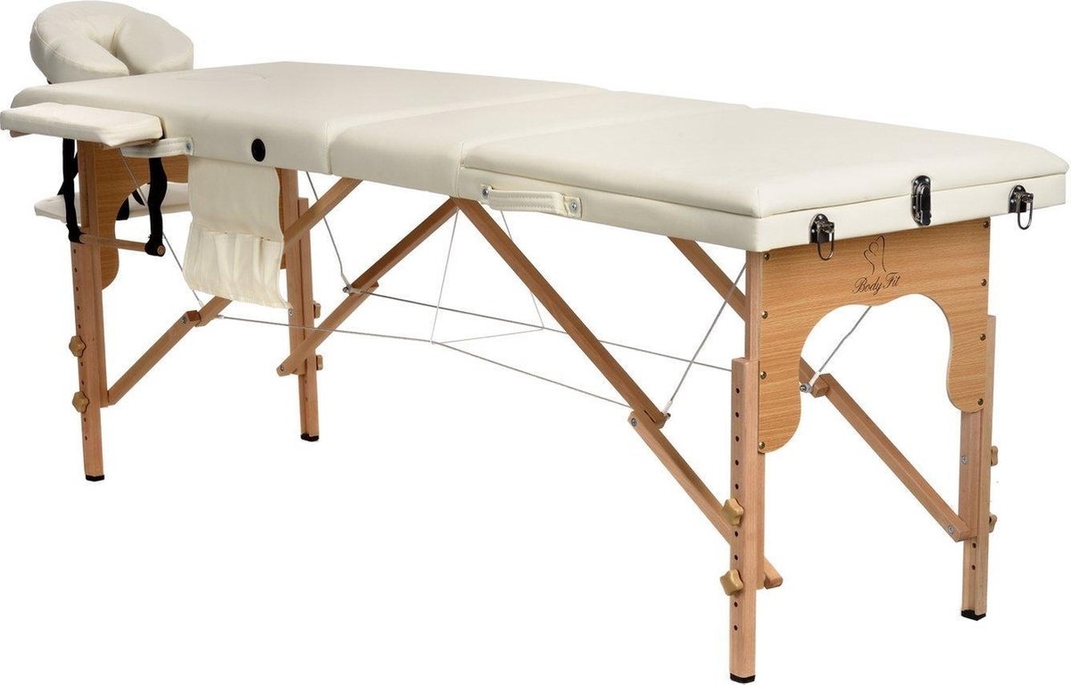 Viking Choice Houten massagetafel 3 segmenten verstelbaar crème
