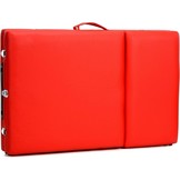 Houten massagetafel - 3 segmenten - verstelbaar - rood ECO-leer - 213 cm lang