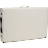 Houten massagetafel XXL - 2 segementen - verstelbaar - crème - 223 cm lang