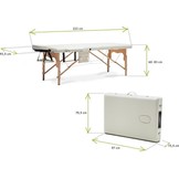 Houten massagetafel XXL - 2 segementen - verstelbaar - crème - 223 cm lang
