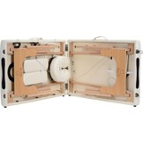 Houten massagetafel - 2 segmenten - verstelbaar - crème ECO-leer - 216 cm lang
