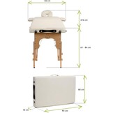 Houten massagetafel - 2 segmenten - verstelbaar - crème ECO-leer - 216 cm lang