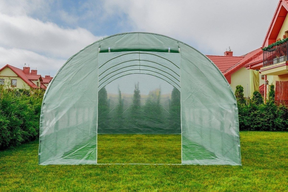 Kweektent buitenhoes - 3x6 m - 18m2 oppervlakte - met ritssluiting - vervangingszeil - groen