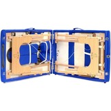 Houten massagetafel - 3 segmenten - verstelbaar - blauw ECO-leer - 213 cm lang