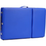 Houten massagetafel - 3 segmenten - verstelbaar - blauw ECO-leer - 213 cm lang