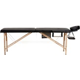 Houten massagetafel - 2 segmenten - verstelbaar - zwart ECO-leer - 216 cm lang